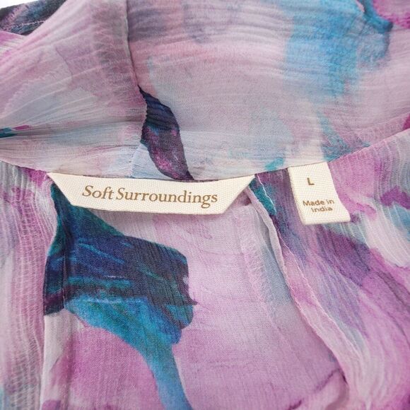 NEW Soft Surroundings Rites Of Spring Topper Boho Floral Chiffon Kimono Large - Picture 2 of 6